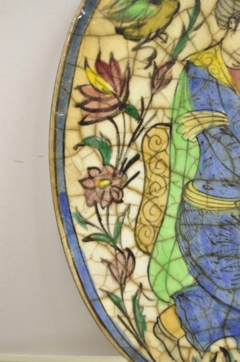 Antike Möbel Kaufen In Der Nähe Antike persische Iznik Qajar-Keramik-Keramik, ovale Kachel, blaue