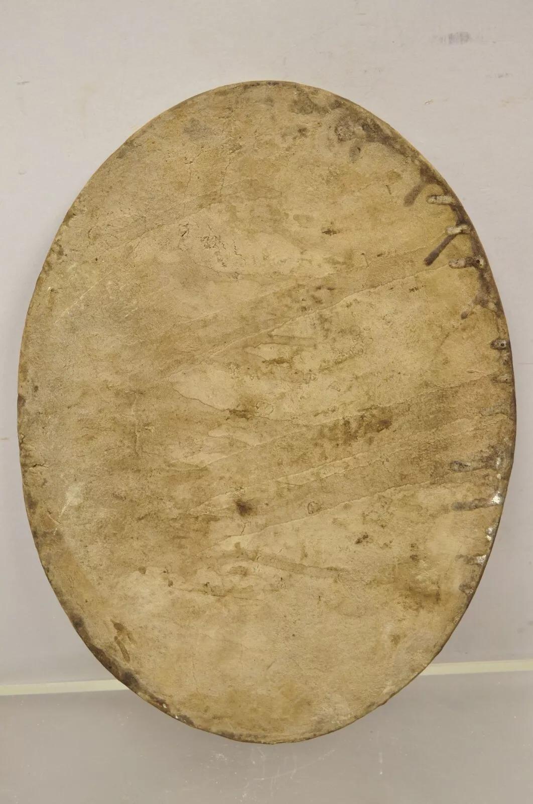Antique Persian Iznik Qajar Style Ceramic Pottery Oval Tile Yellow Couple C3 For Sale 1