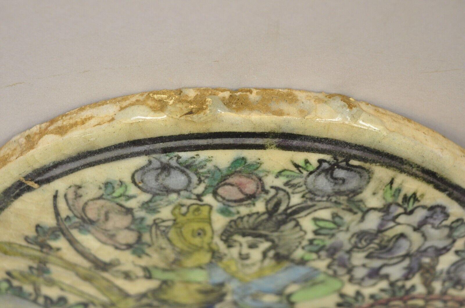 Antike persische Iznik Qajar-Keramik-Keramik-Töpferei, rundes Kachelpferd mit Reiter C4 (20. Jahrhundert) im Angebot