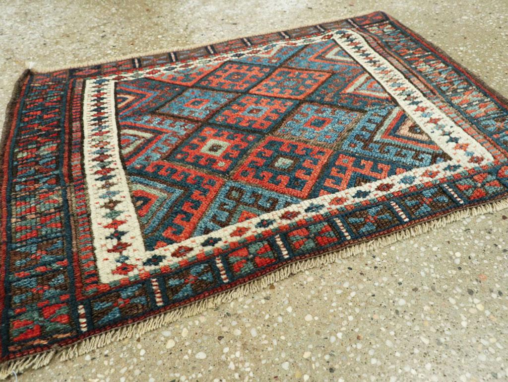 Hand-Knotted Small Tribal Antique Persian Jaff Kurd Rug