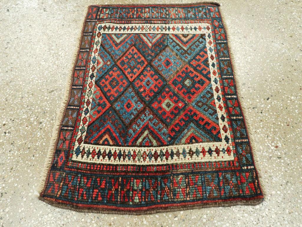 Wool Small Tribal Antique Persian Jaff Kurd Rug
