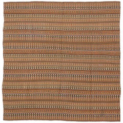 Antique Persian Jajim Flat-Weave Rug with Colored Stripes and Tribal Details