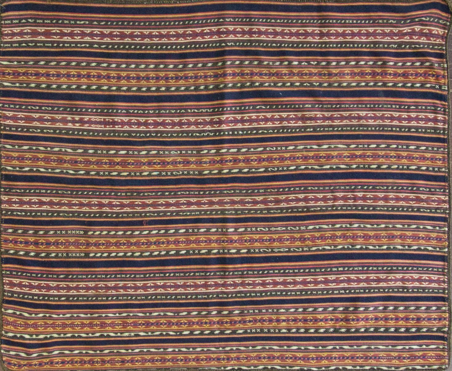 Cicim or Jijim or Jajim: Kilims woven in narrow strips that are sewn together.
Most Anatolian Kilims are slit woven. Larger antique Kilims were woven in two to three separate sections on small nomadic horizontal floor looms in three feet wide long