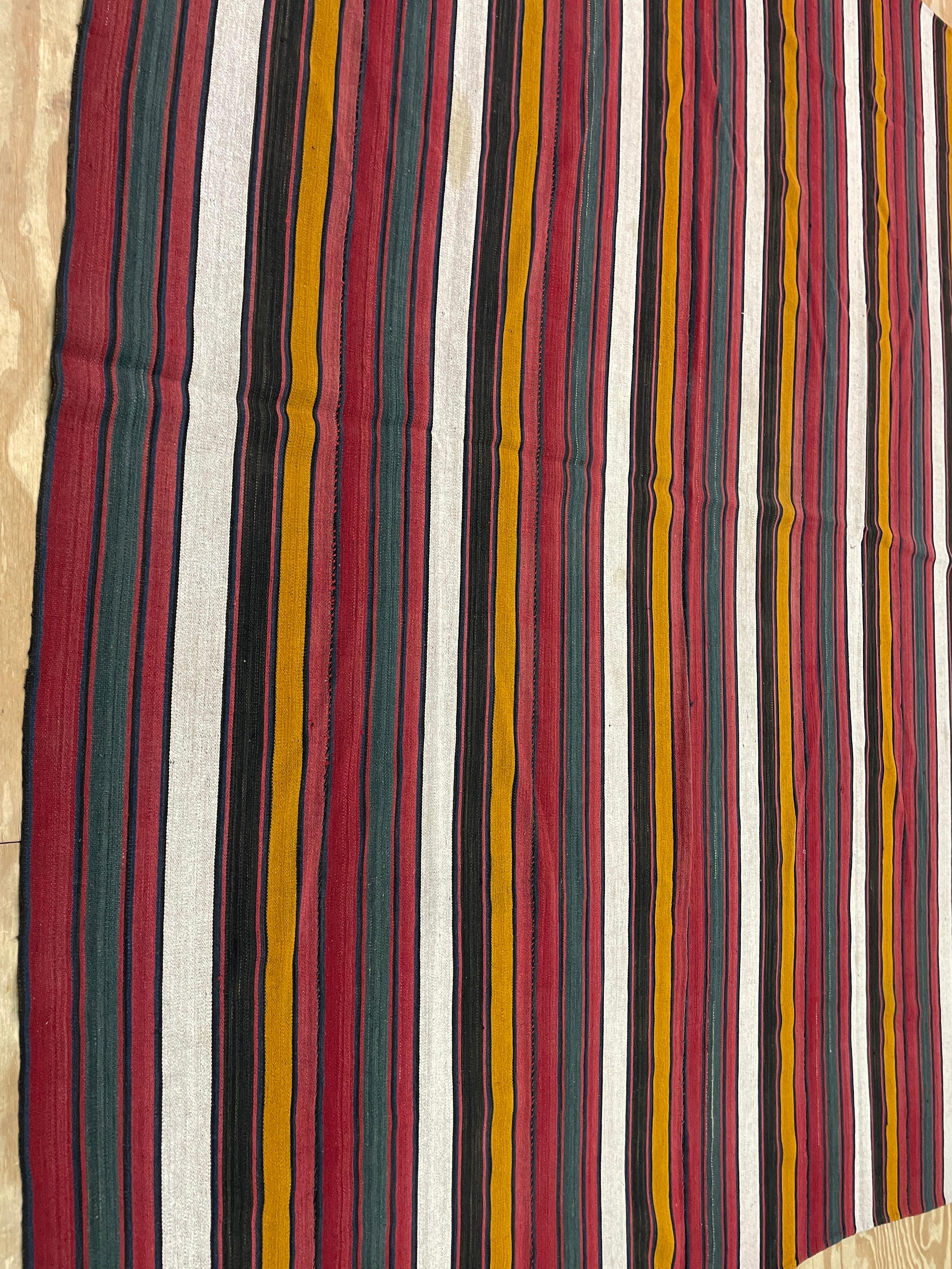 Cicim or Jijim or Jajim: Kilims woven in narrow strips that are sewn together.
Most Kilims are slit woven. Larger antique Kilims were woven in two to three separate sections on small nomadic horizontal floor looms in three feet wide long strips,