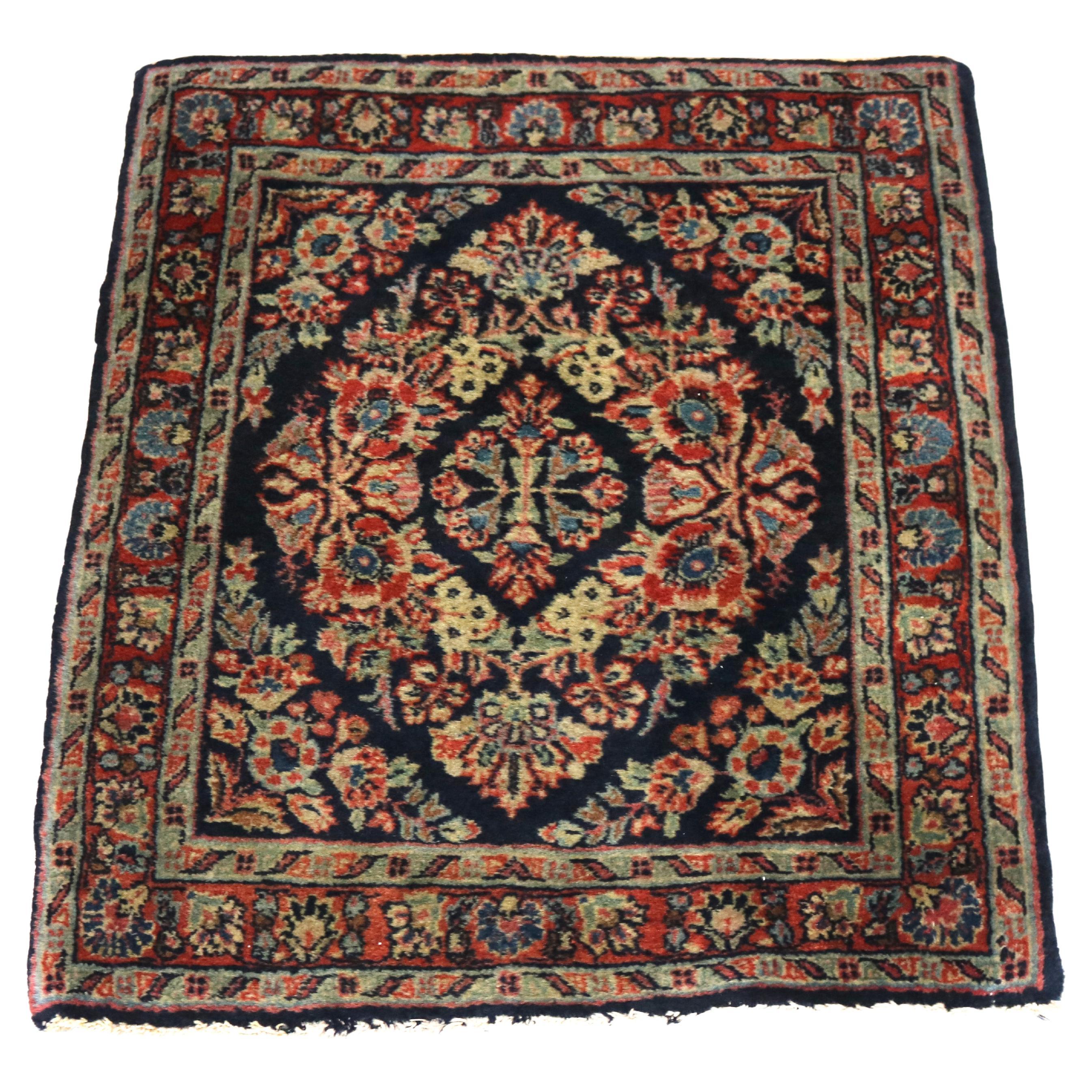 Antique Persian Josan Sarouk Wool Throw Rug C1930