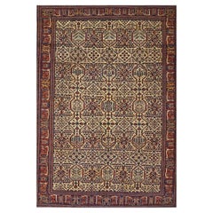 Antique Persian Joshagan Wool 7X10 Red, Navy & Ivory Handmade Area Rug