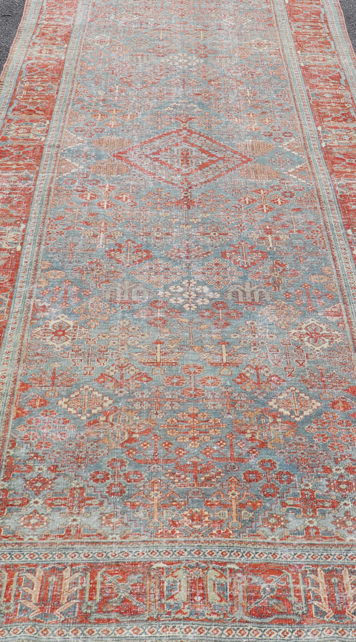 Antique Persian Joshaghan Gallery Rug with All-Over Sub-Geometric Diamond Design For Sale 3