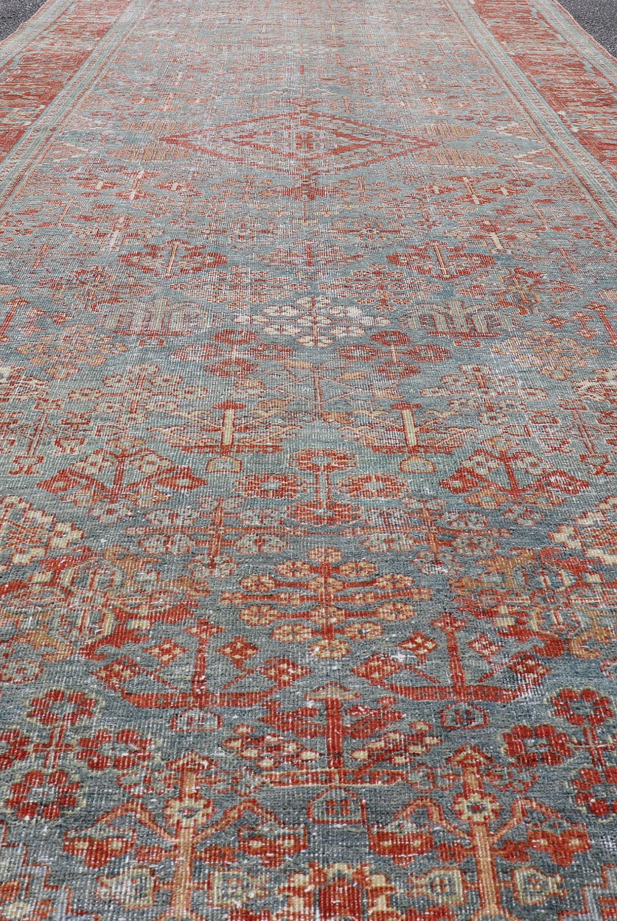 Antique Persian Joshaghan Gallery Rug with All-Over Sub-Geometric Diamond Design For Sale 4