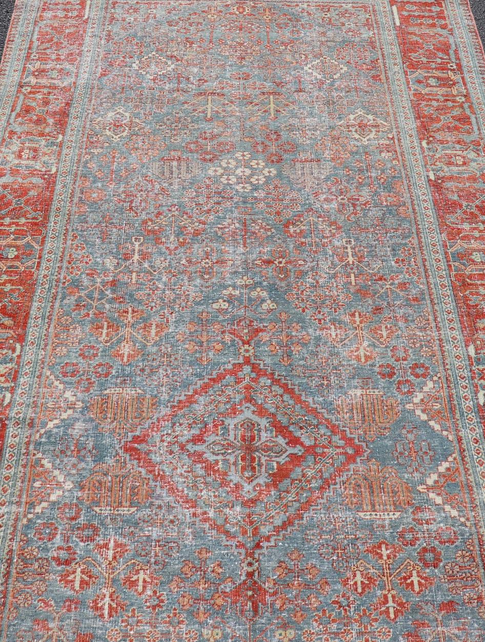 Antique Persian Joshaghan Gallery Rug with All-Over Sub-Geometric Diamond Design For Sale 5