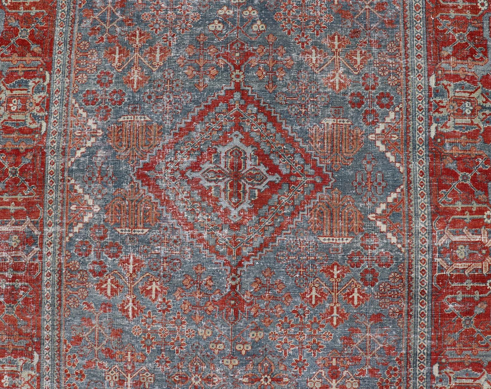 Antique Persian Joshaghan Gallery Rug with All-Over Sub-Geometric Diamond Design For Sale 6
