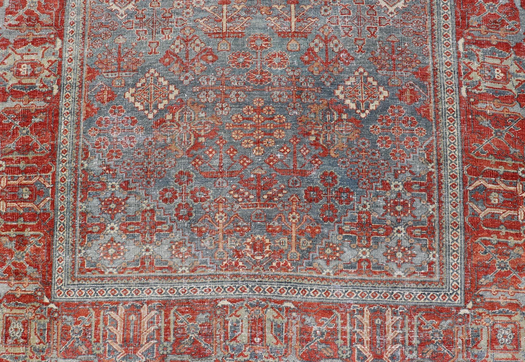 Tabriz Antique Persian Joshaghan Gallery Rug with All-Over Sub-Geometric Diamond Design For Sale
