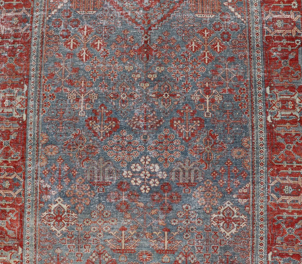 Hand-Knotted Antique Persian Joshaghan Gallery Rug with All-Over Sub-Geometric Diamond Design For Sale