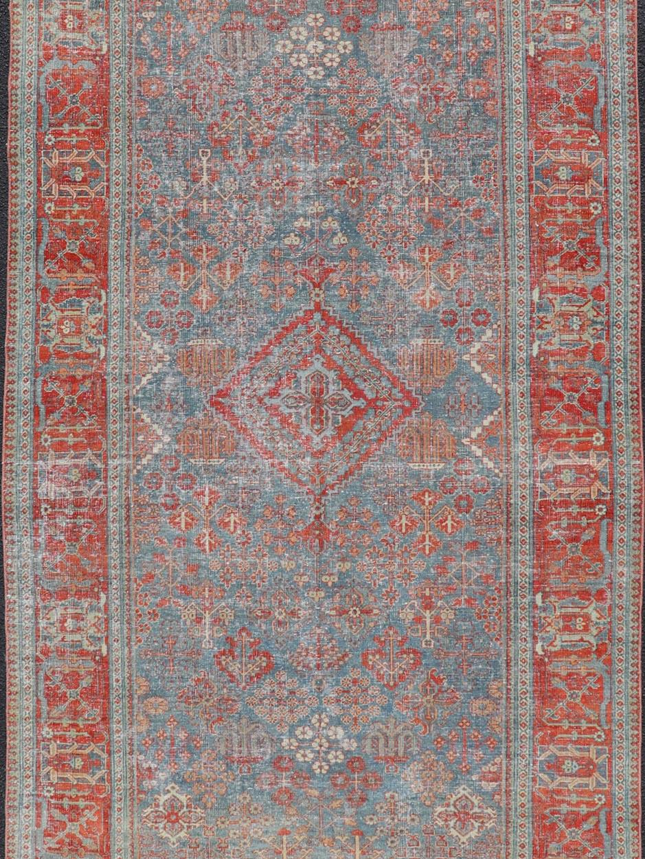 20th Century Antique Persian Joshaghan Gallery Rug with All-Over Sub-Geometric Diamond Design For Sale