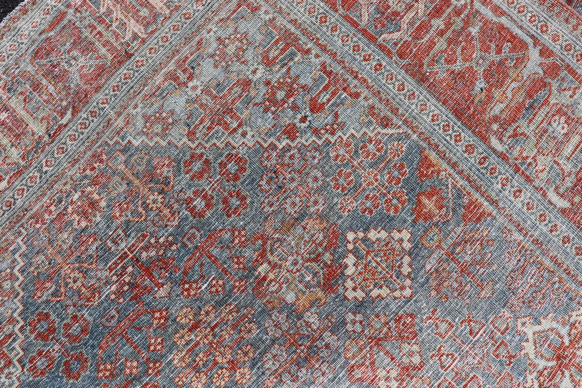 Antique Persian Joshaghan Gallery Rug with All-Over Sub-Geometric Diamond Design For Sale 1