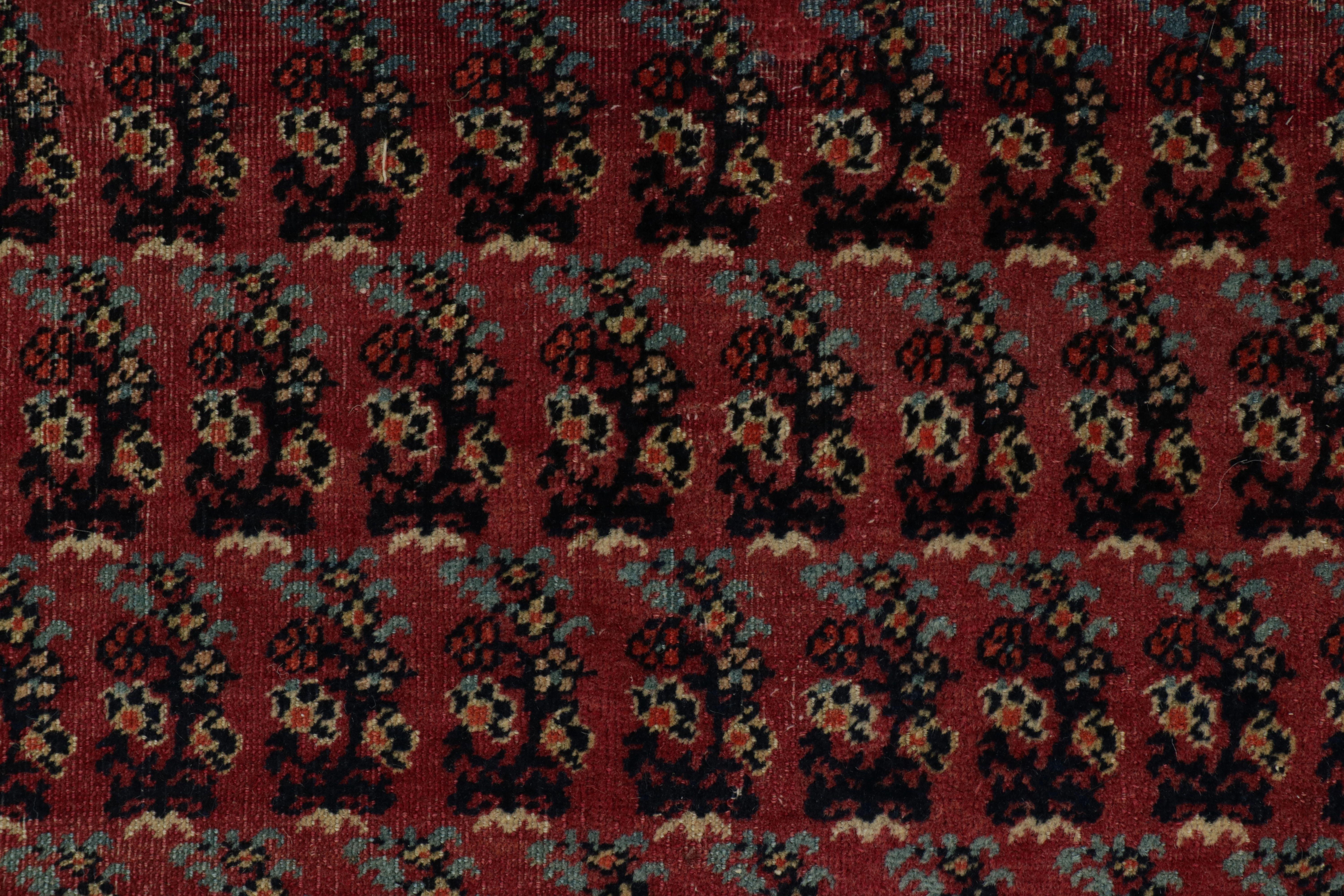 Tribal Antique Persian Joshaghan Rug, All-Over Boteh Pattern in Crimson and Navy - Rug For Sale