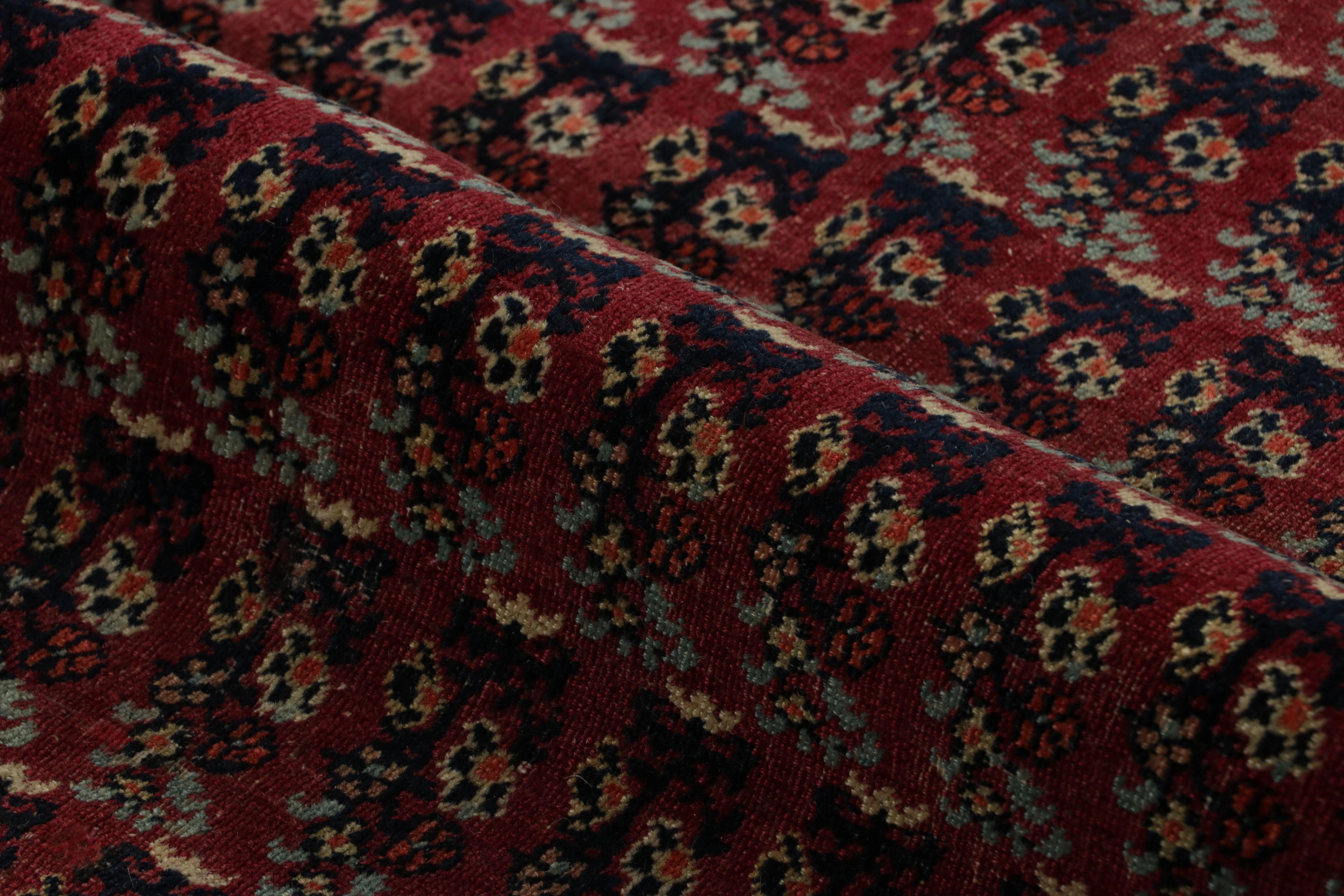 Antique Persian Joshaghan Rug, All-Over Boteh Pattern in Crimson and Navy - Rug In Good Condition For Sale In Long Island City, NY