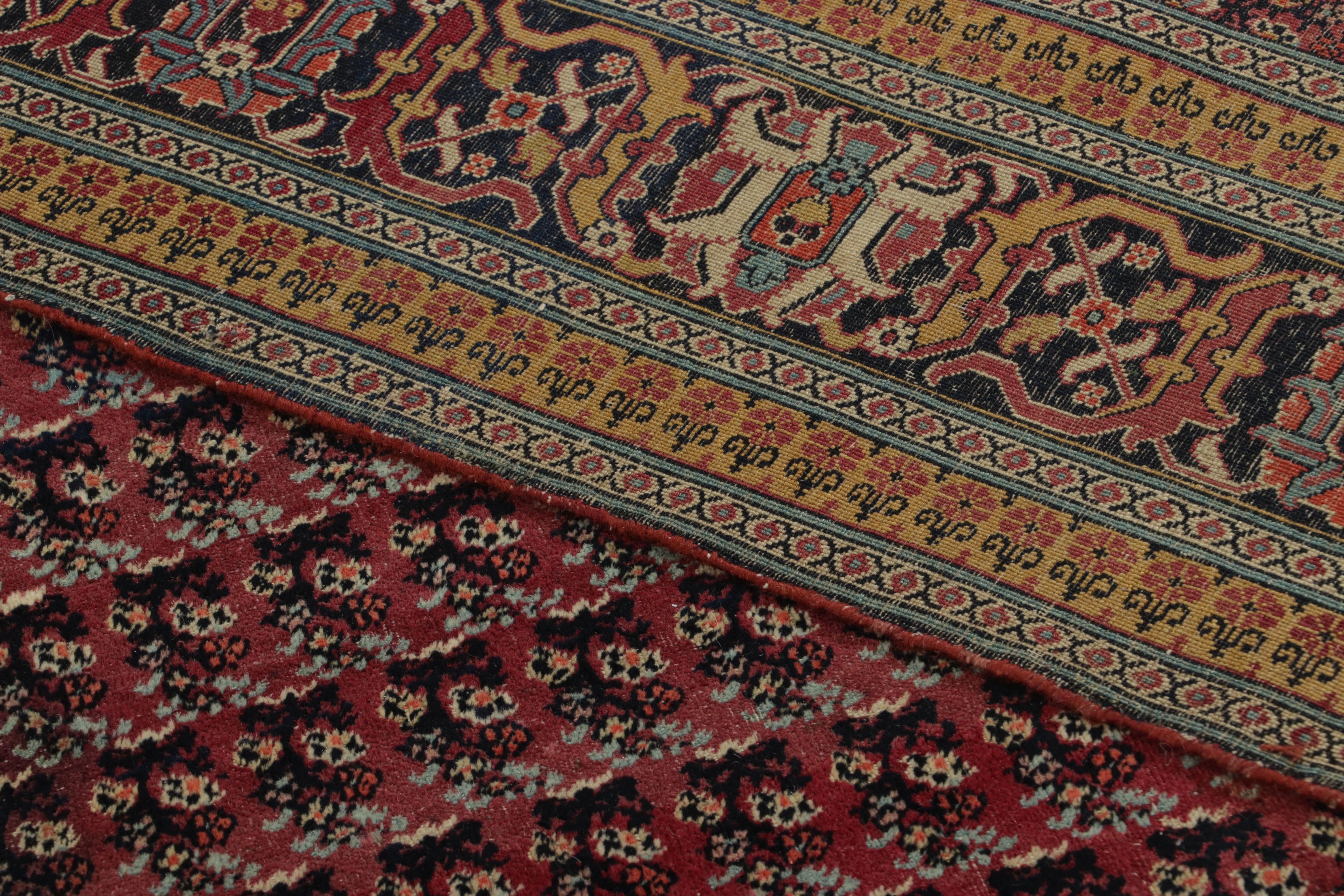 Late 19th Century Antique Persian Joshaghan Rug, All-Over Boteh Pattern in Crimson and Navy - Rug For Sale