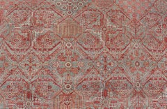 Antique Persian Joshegan Rug in Red, Light Blue & Cream Medallion 10'9 x 14'6