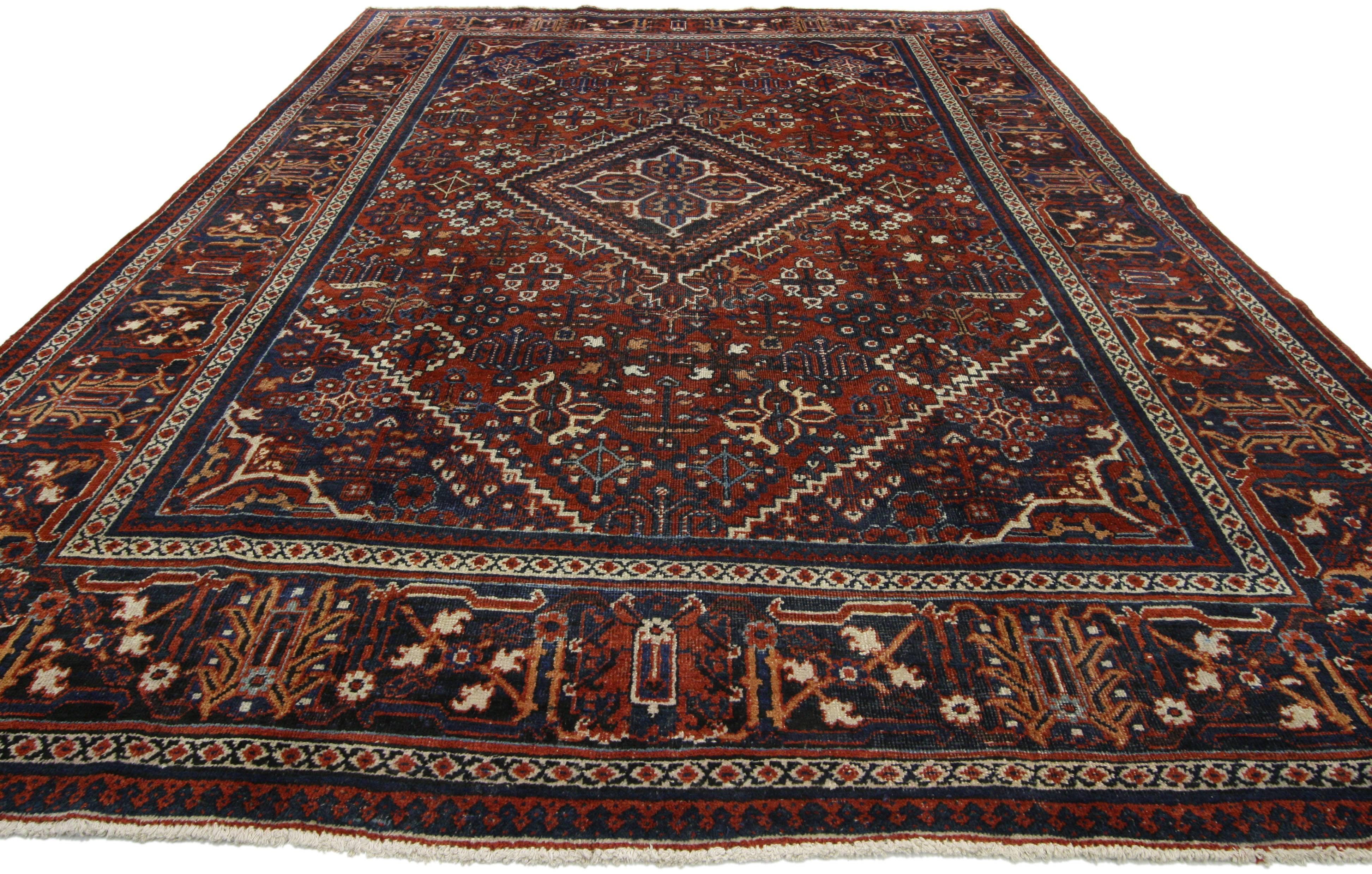 Jacobean Antique Persian Joshegan Rug For Sale