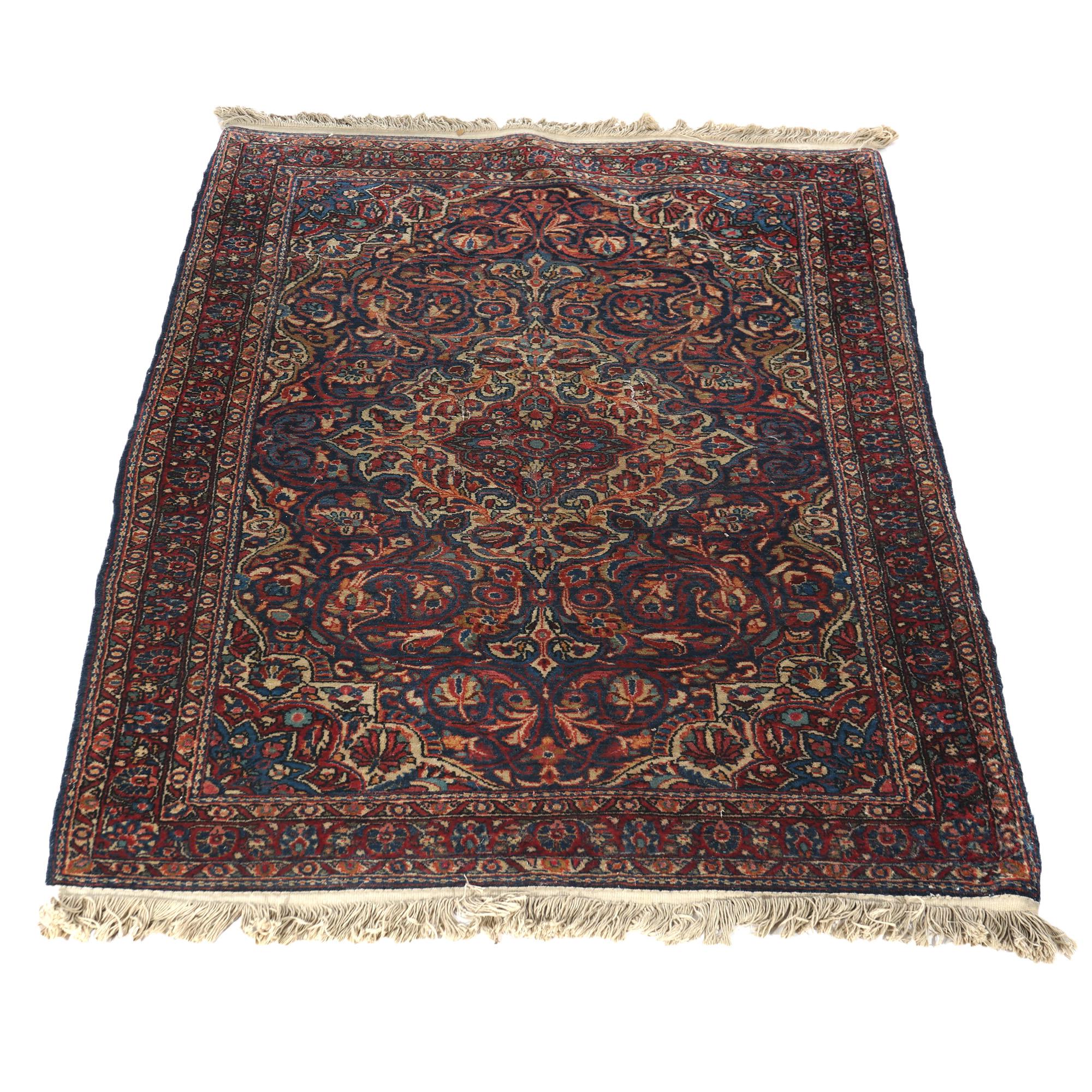 Antique Persian Jozan Sarouk Blue Oriental Wool Rug C1930

Measures - 66