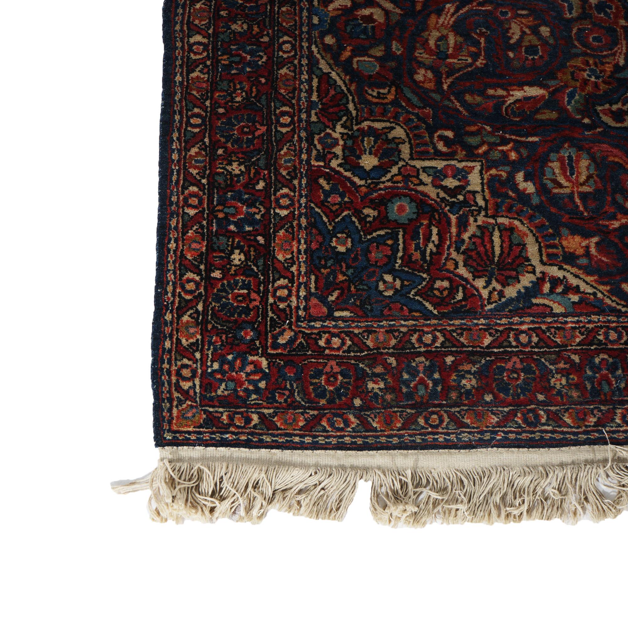 Woven Antique Persian Jozan Sarouk Blue Oriental Wool Rug C1930