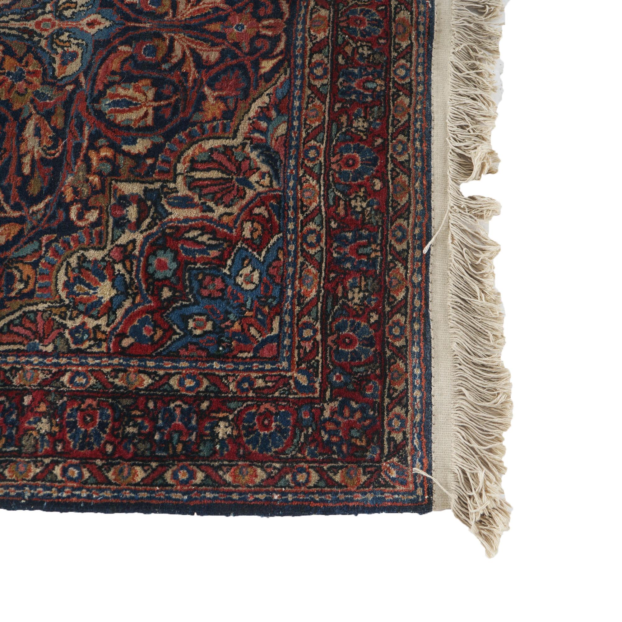 20th Century Antique Persian Jozan Sarouk Blue Oriental Wool Rug C1930