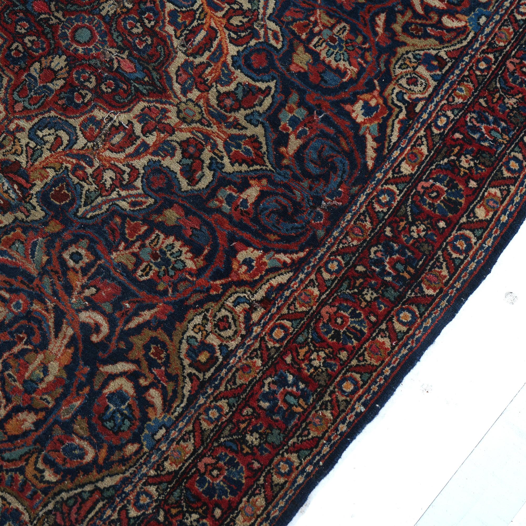 Antique Persian Jozan Sarouk Blue Oriental Wool Rug C1930 2