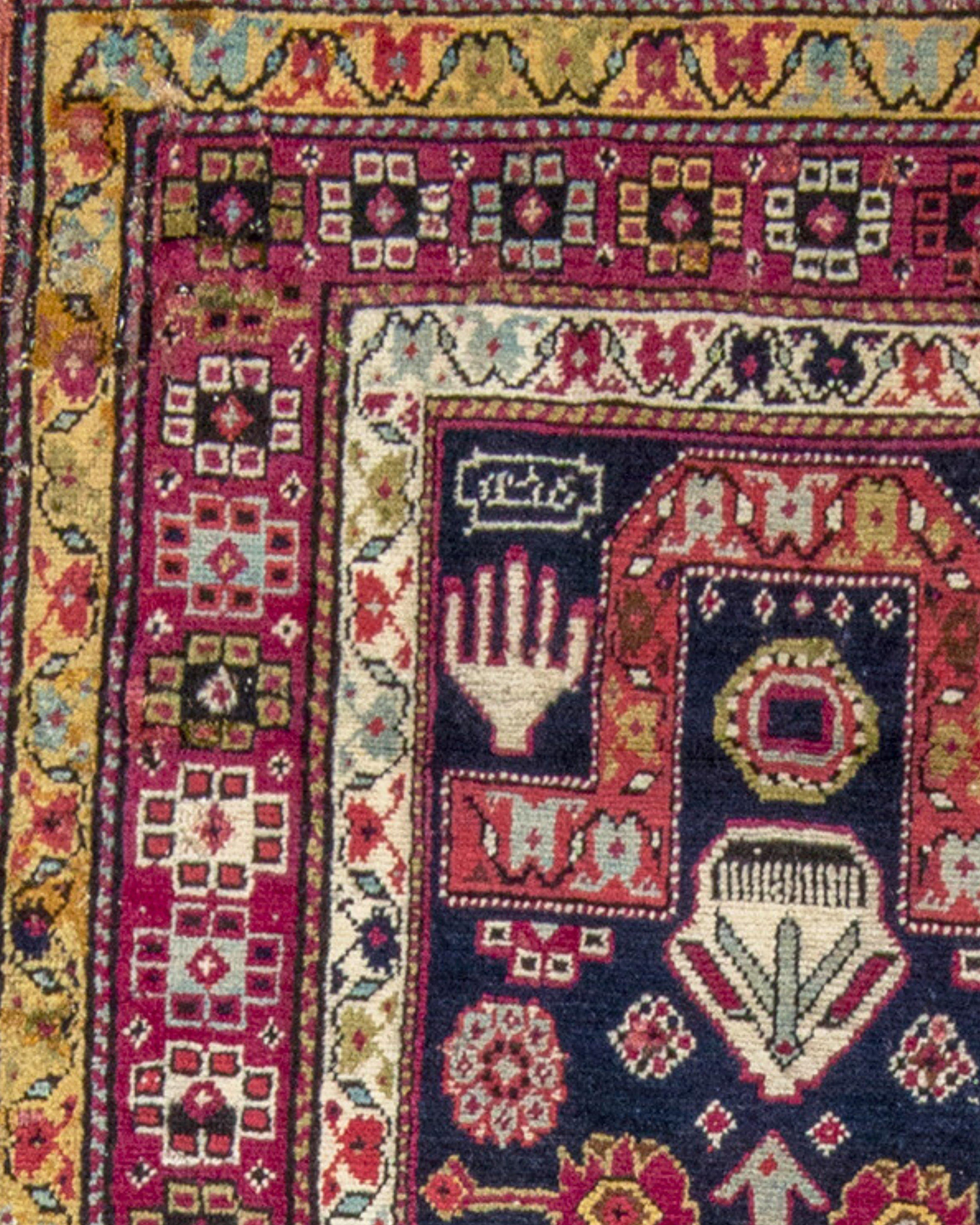 Caucasian Antique Persian Karabagh Prayer Rug, 19th Century For Sale