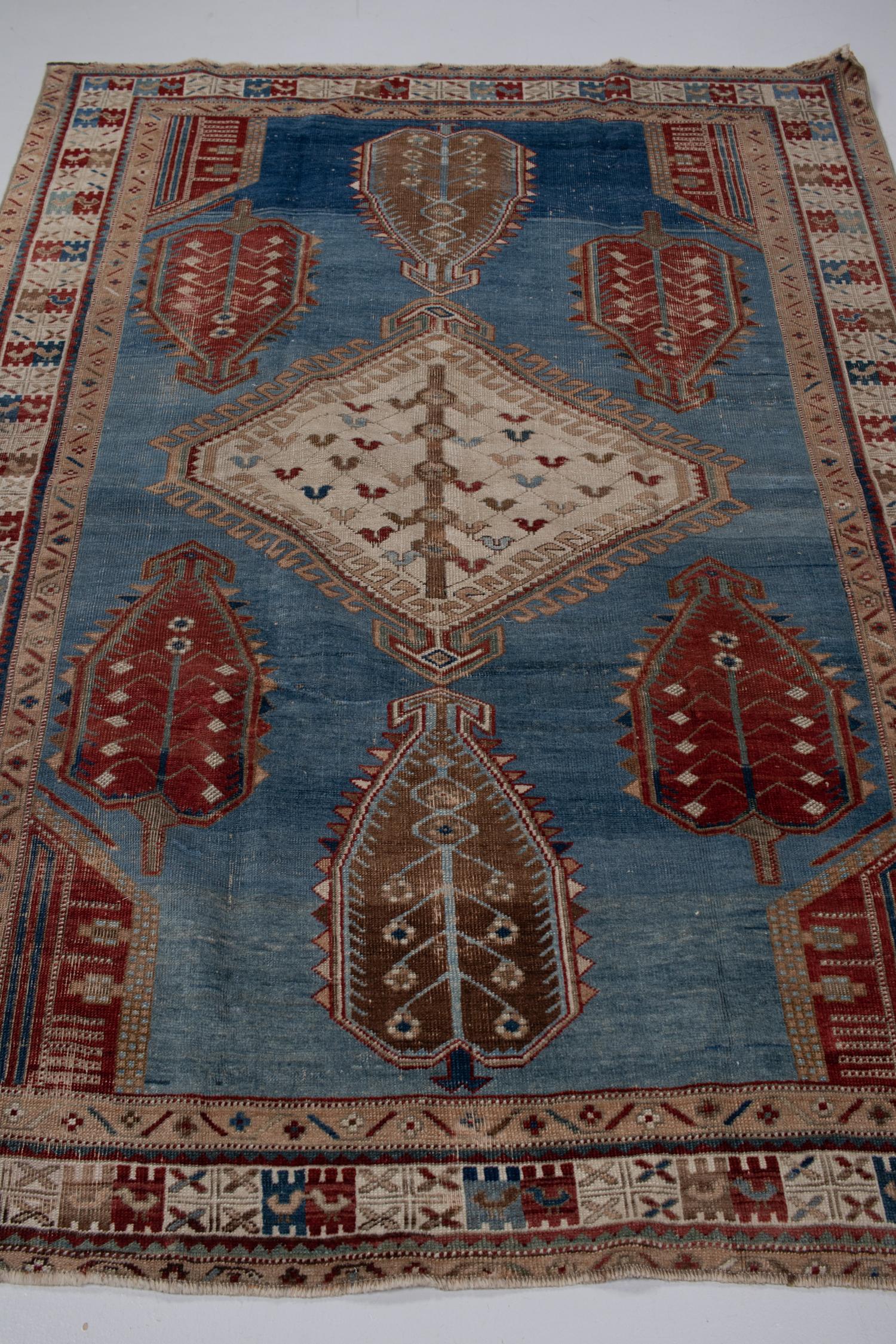 Wool Antique Persian Karabagh Rug For Sale