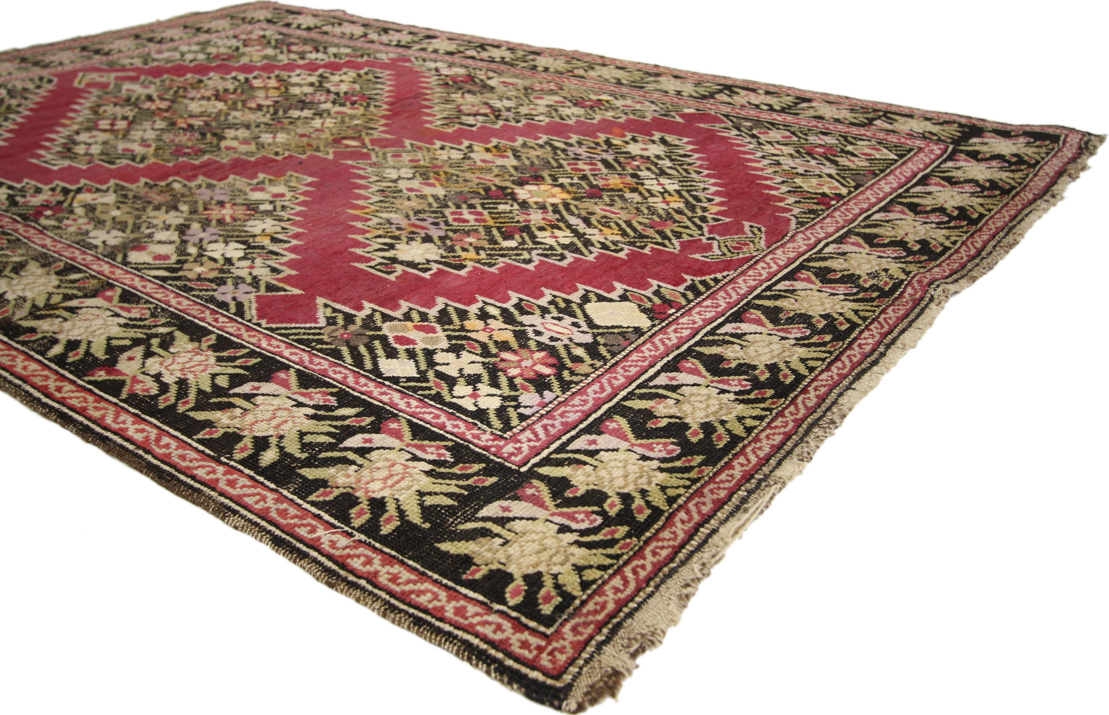 Hand-Knotted Antique Persian Karabakh Rug, Persian Gharabagh Accent Rug with Old World Style For Sale