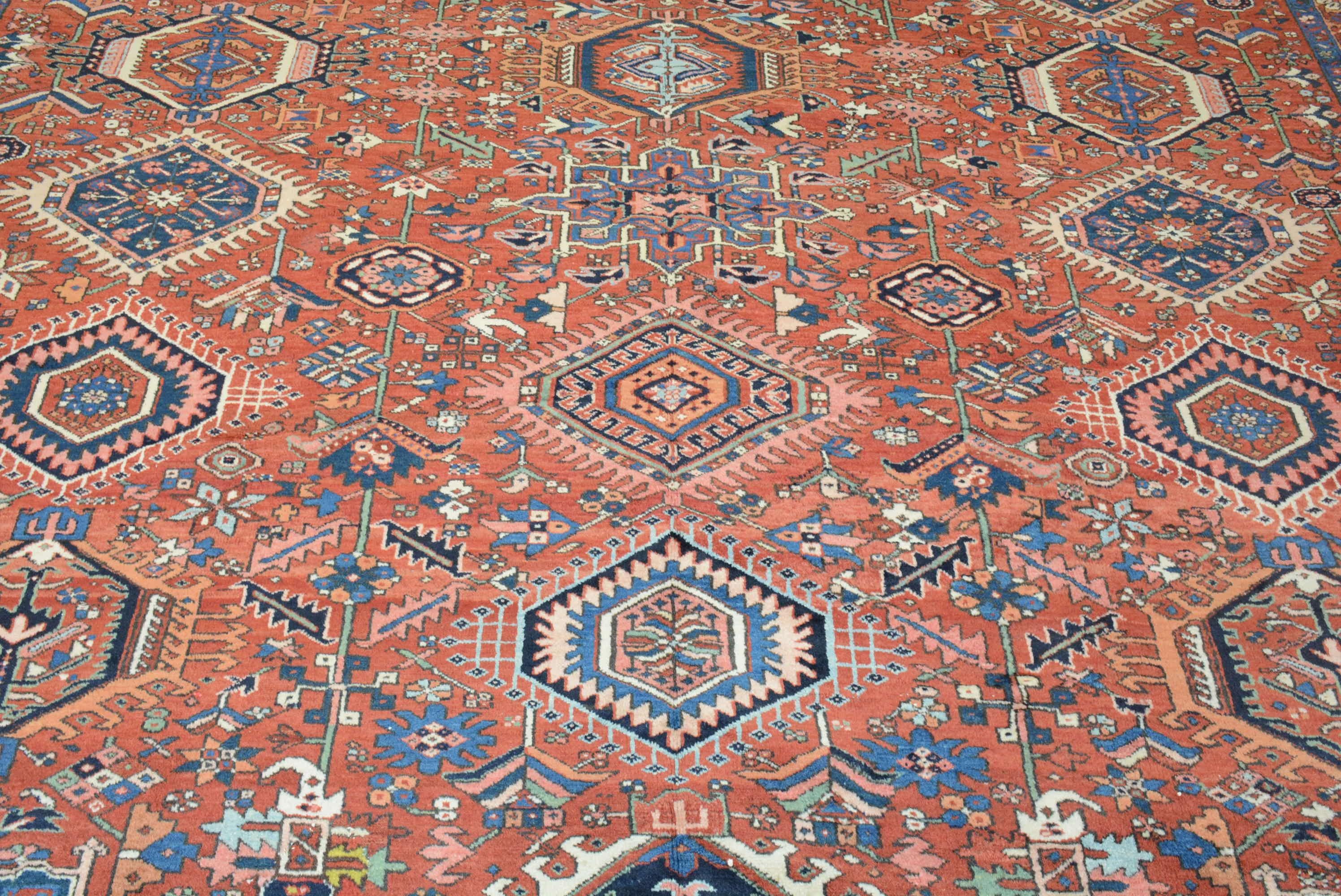 Persian Karadja carpets and runners are woven in the northwestern part of the country in a small village. These rugs are usually produced in runner formats, but room-size carpets are woven here as well. They are influenced by the designs and