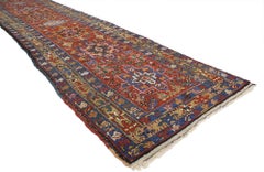 Antique Persian Karaja Heriz Hallway Runner with Mid-Century Modern Style