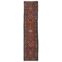 Antique Persian Karaja Heriz Hallway Runner with Mid-Century Modern Style