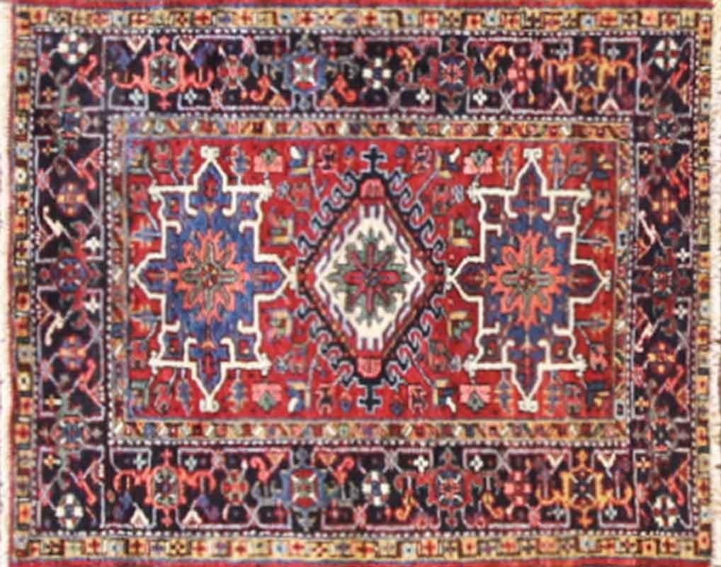 tapis Persan antique Karaja/ Heriz de 3'6
