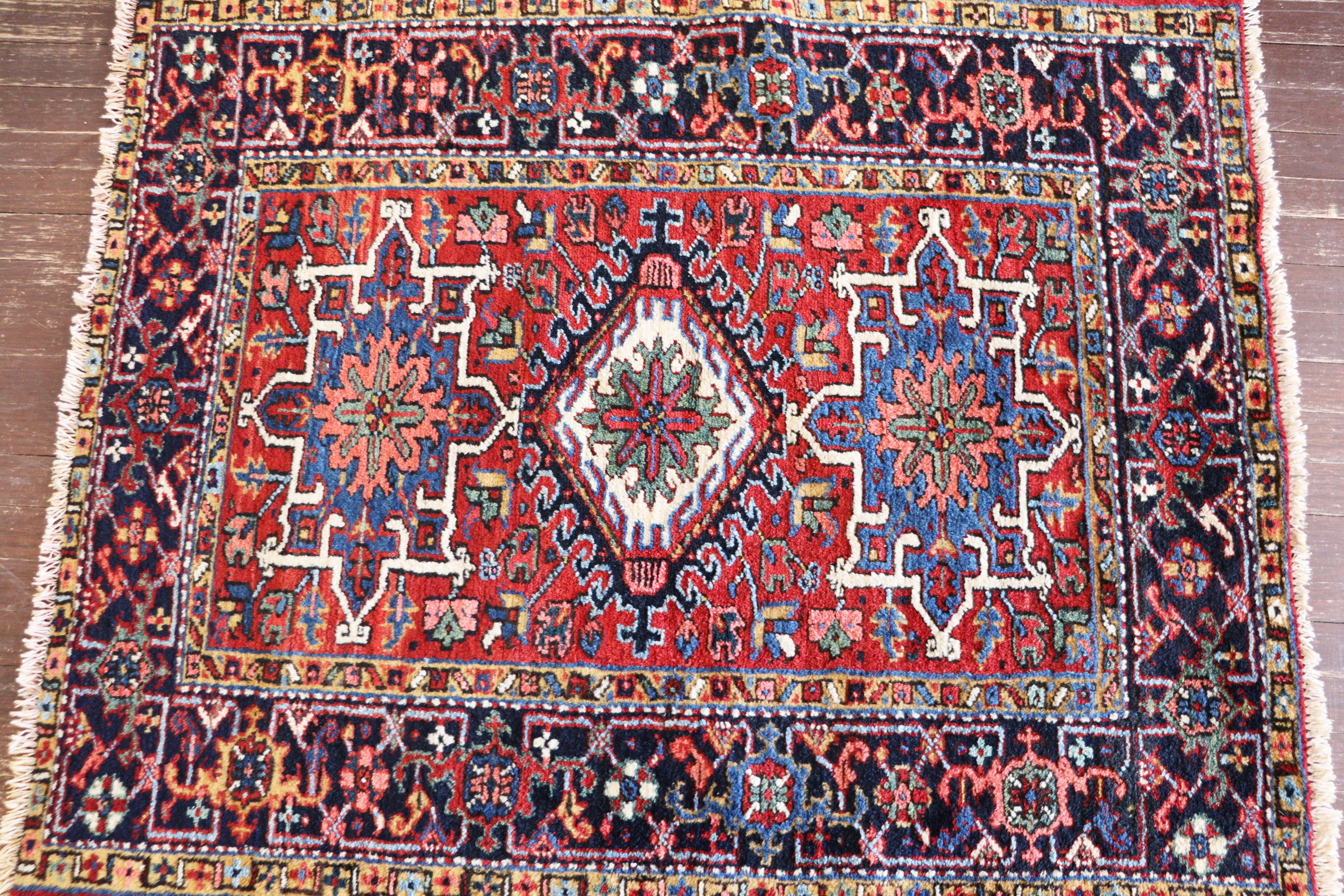 Wool Antique Persian Karaja/ Heriz Rug, Excellent 3'6