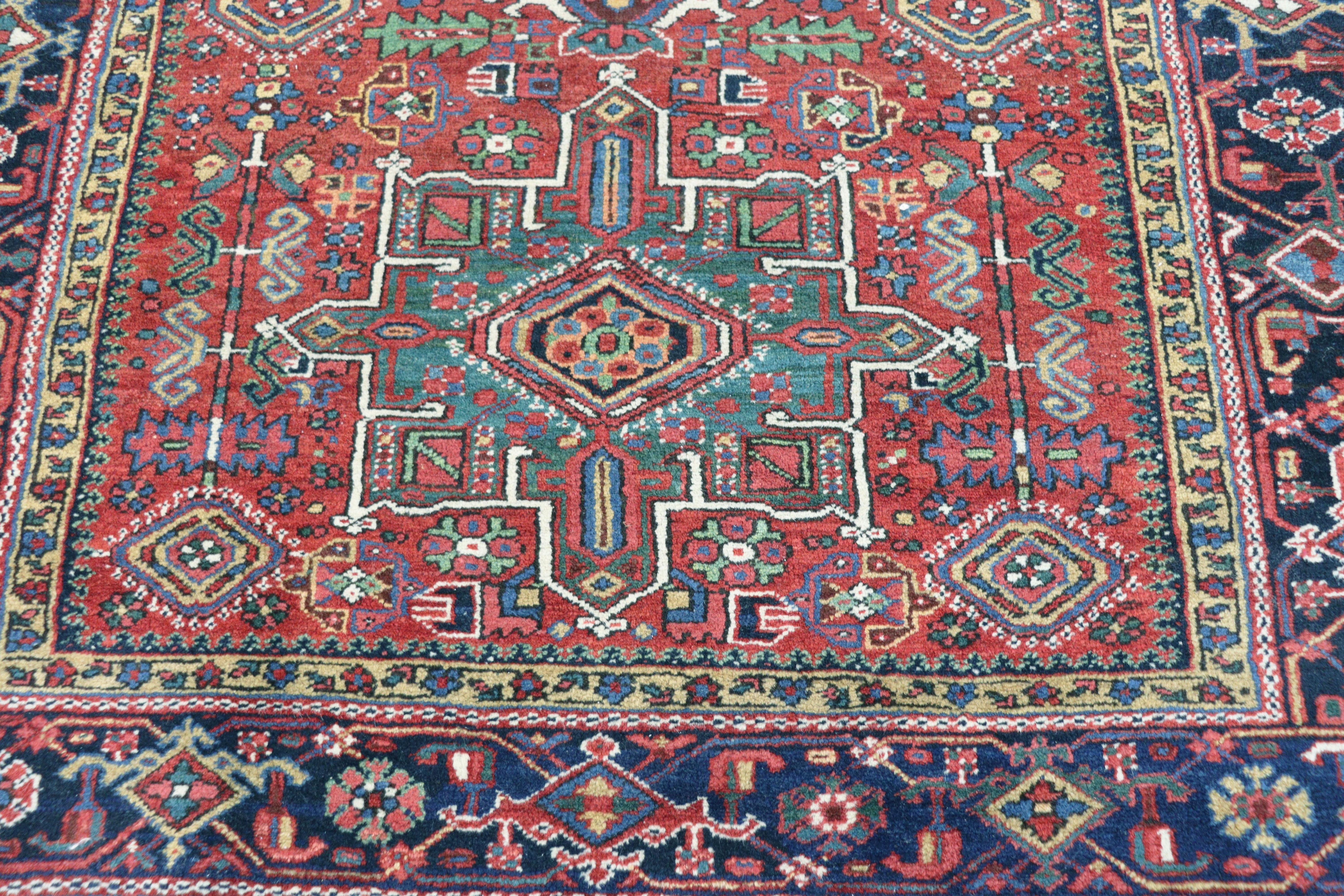 Wool Antique Persian Karaja/ Heriz Rug, 4'11
