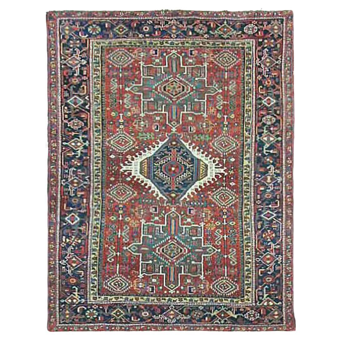 Antique Persian Karaja/ Heriz Rug, 4'11" x 6'5" Excellent For Sale