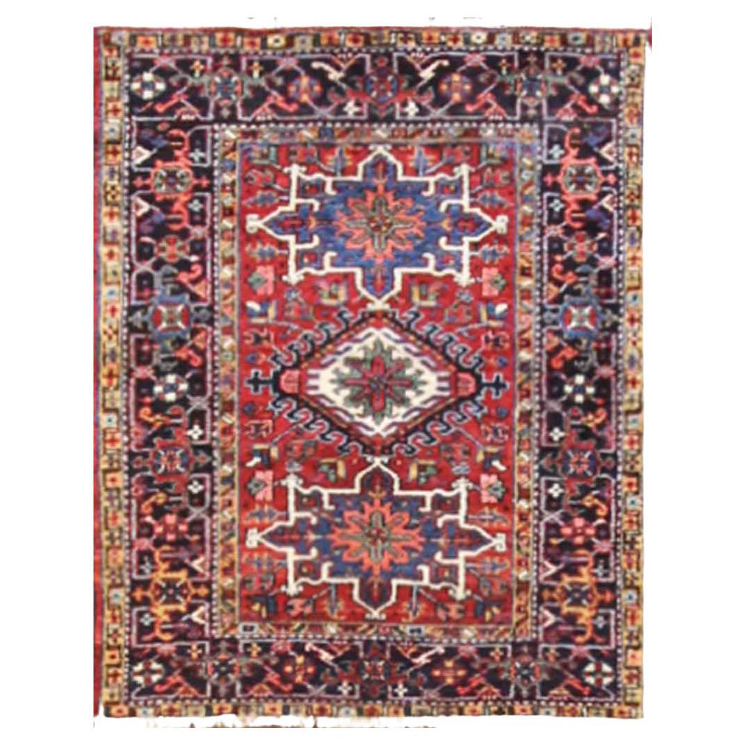 Antique Persian Karaja/ Heriz Rug, Excellent 3'6" x 4'6" For Sale