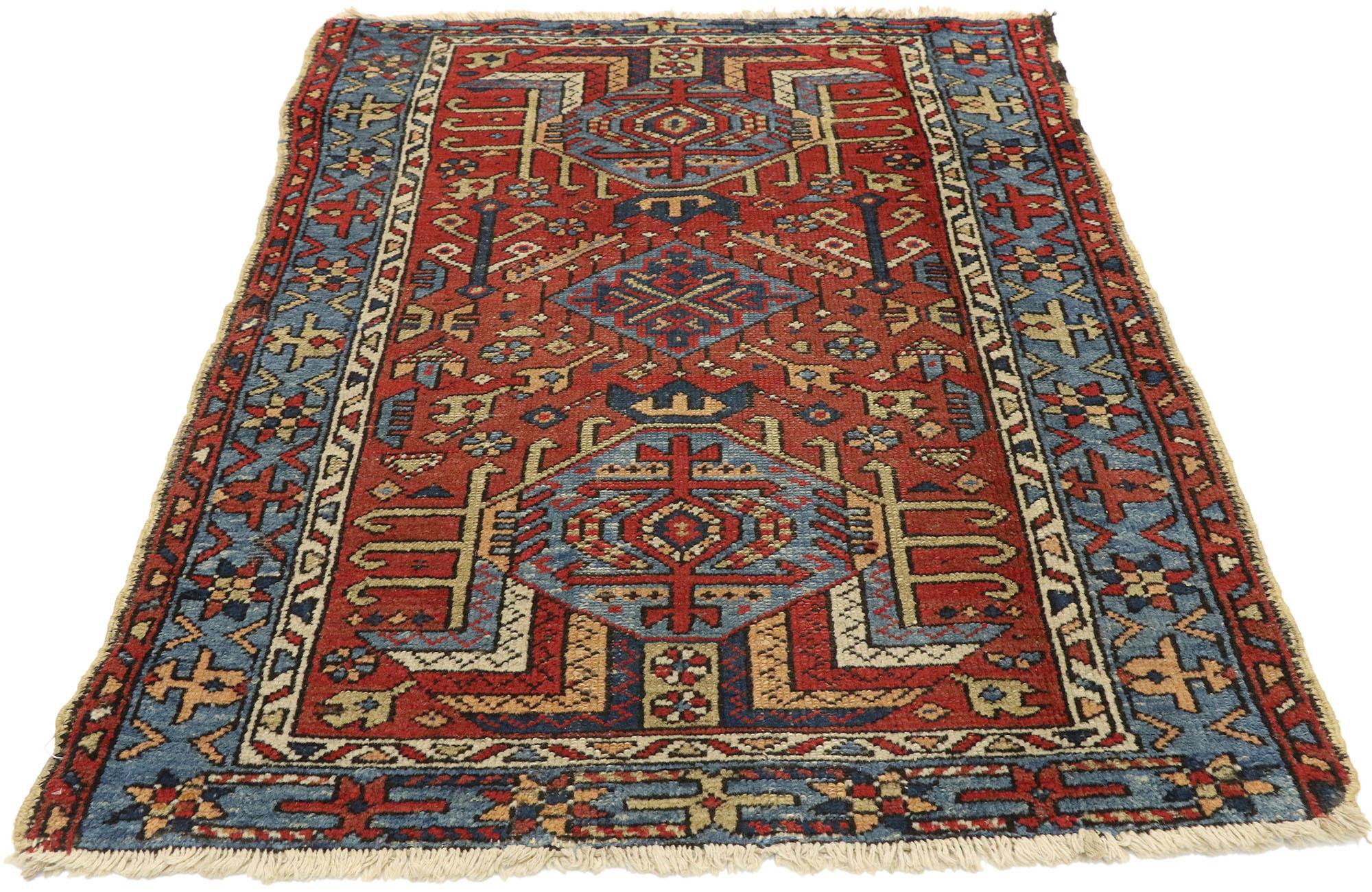 Heriz Serapi Antique Persian Karaja Heriz Rug with Modern Tribal Style For Sale