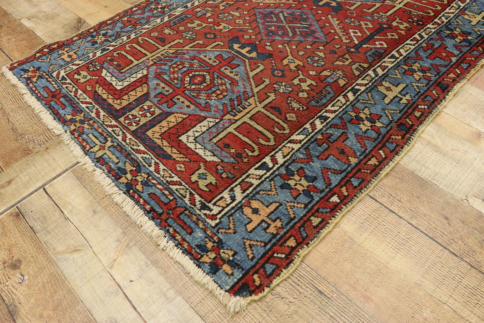 20th Century Antique Persian Karaja Heriz Rug with Modern Tribal Style For Sale