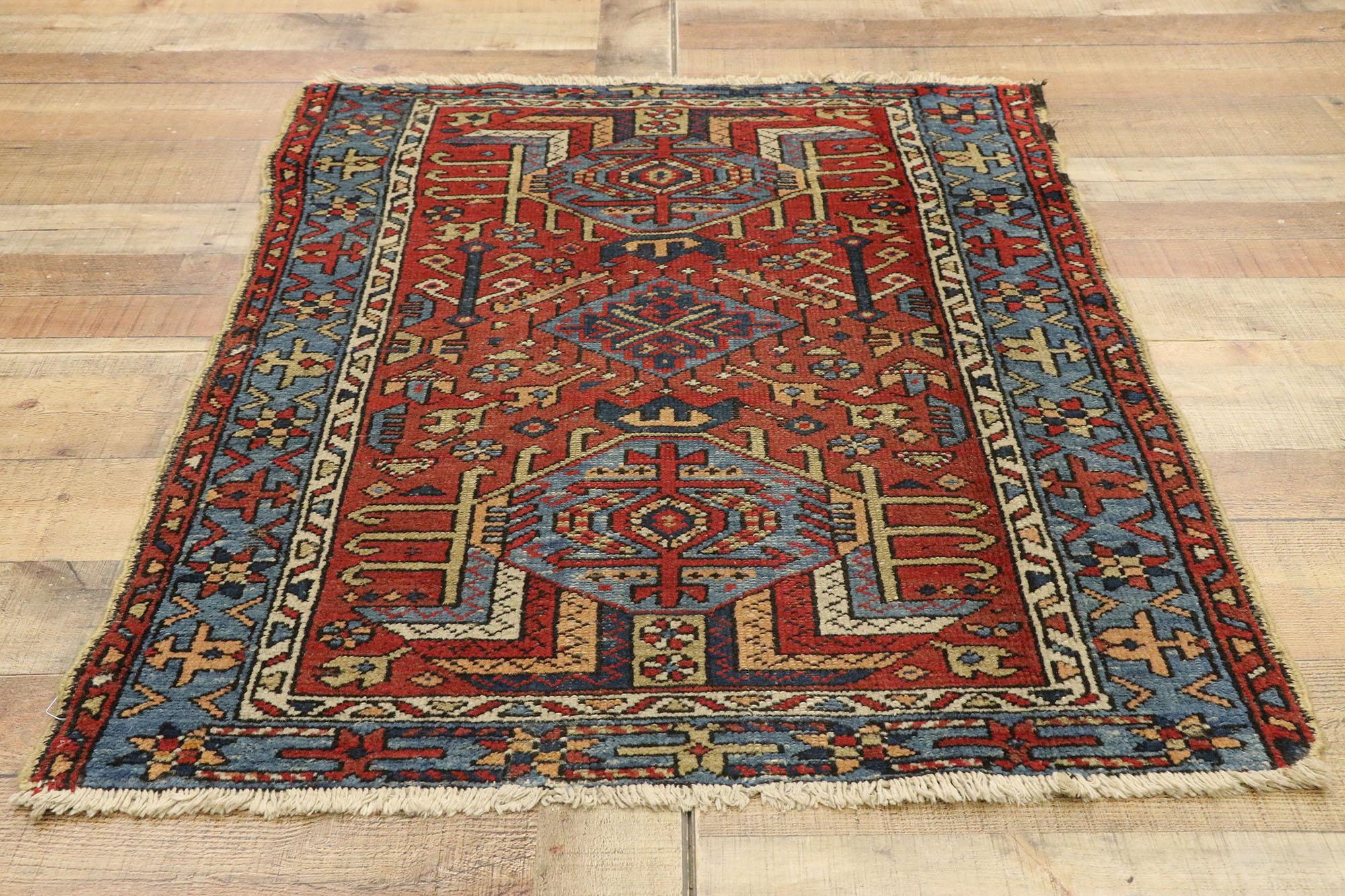Wool Antique Persian Karaja Heriz Rug with Modern Tribal Style For Sale