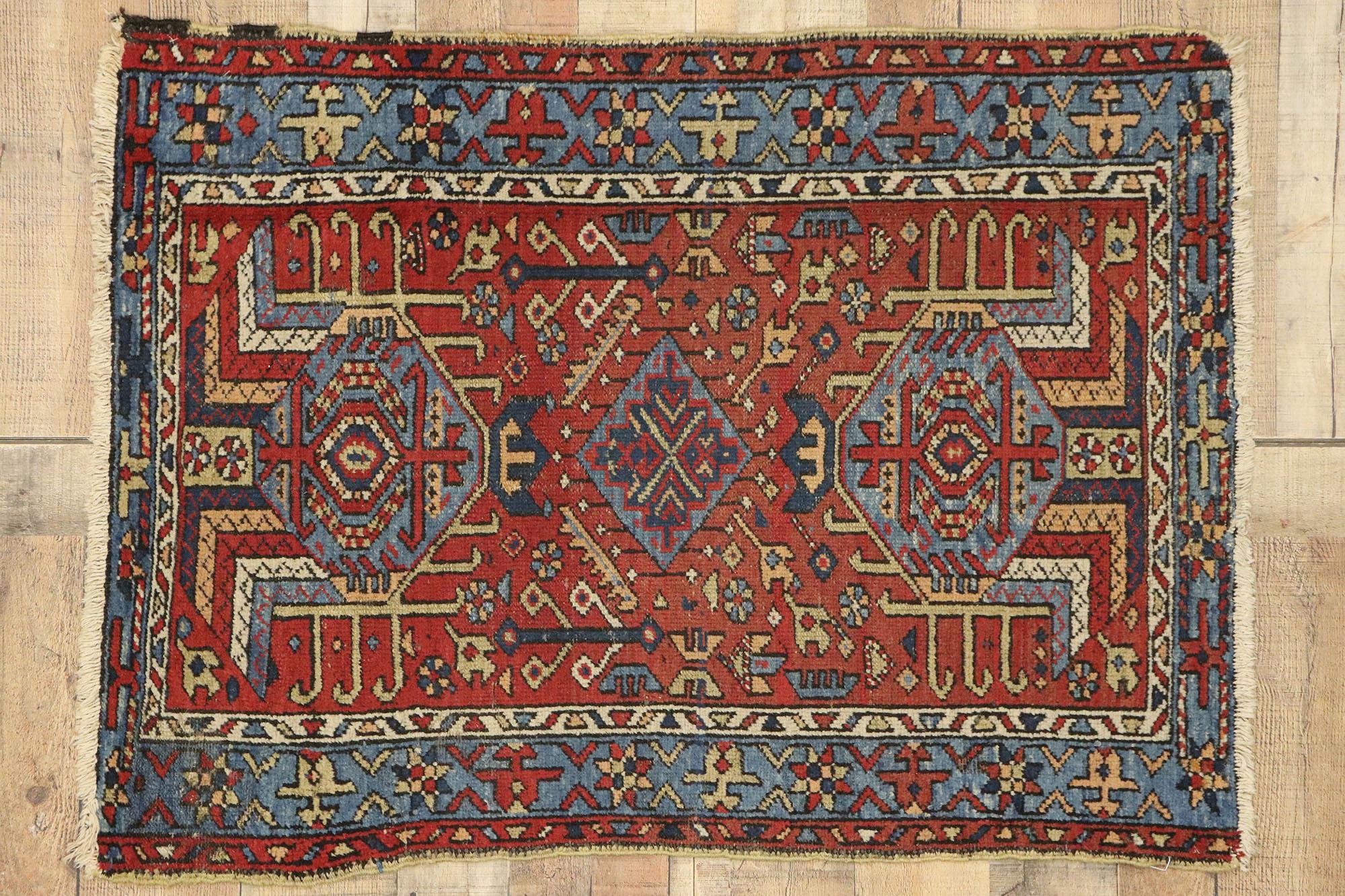 Antique Persian Karaja Heriz Rug with Modern Tribal Style For Sale 1