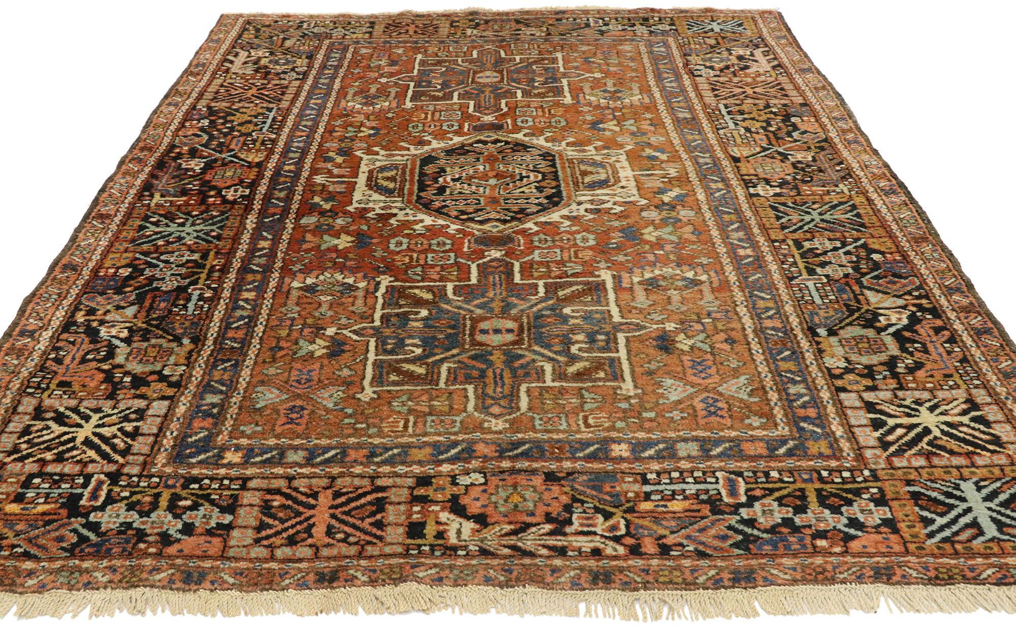 Heriz Serapi Tapis persan antique Karaja Heriz de style tribal, pour l'étude ou le bureau à la maison en vente