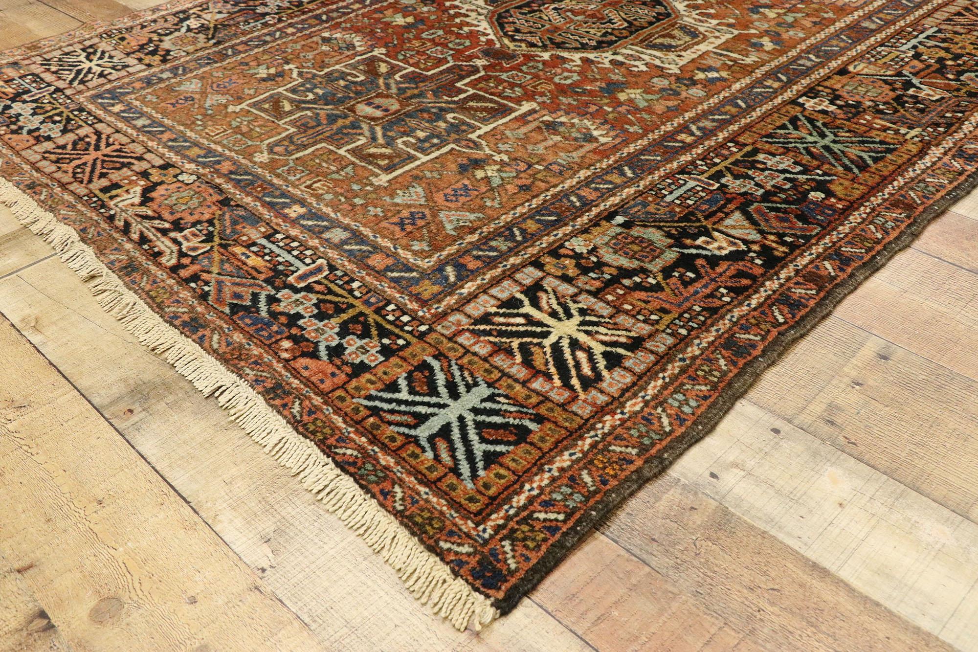 Hand-Knotted Antique Persian Karaja Heriz Rug with Tribal Style, Study or Home Office Rug For Sale