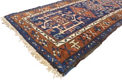 Antique Persian Karaja Heriz Runner, Tribal Style Hallway Runner