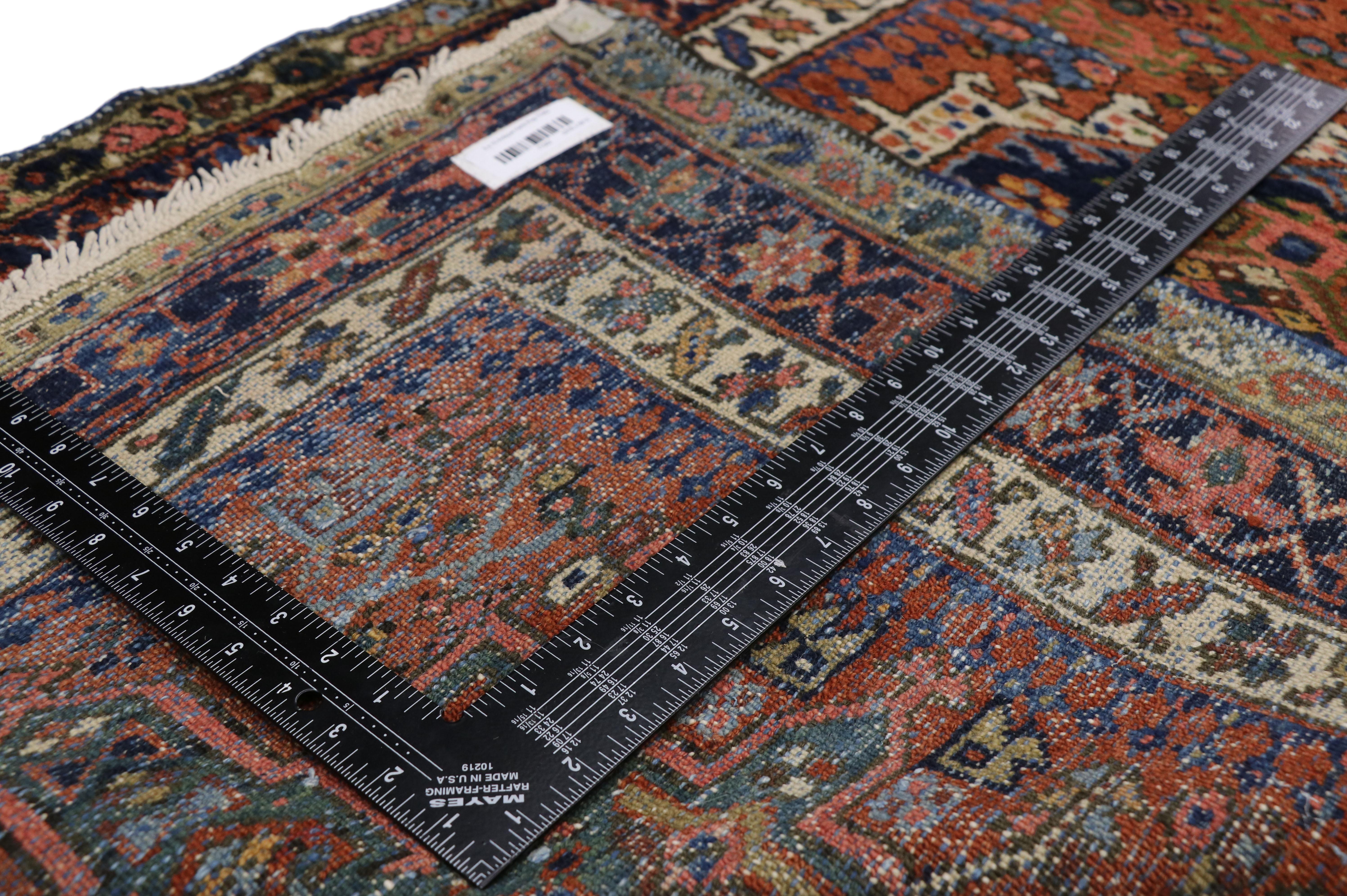 20th Century Antique Persian Karaja Heriz Runner, Tribal Style Hallway Runner