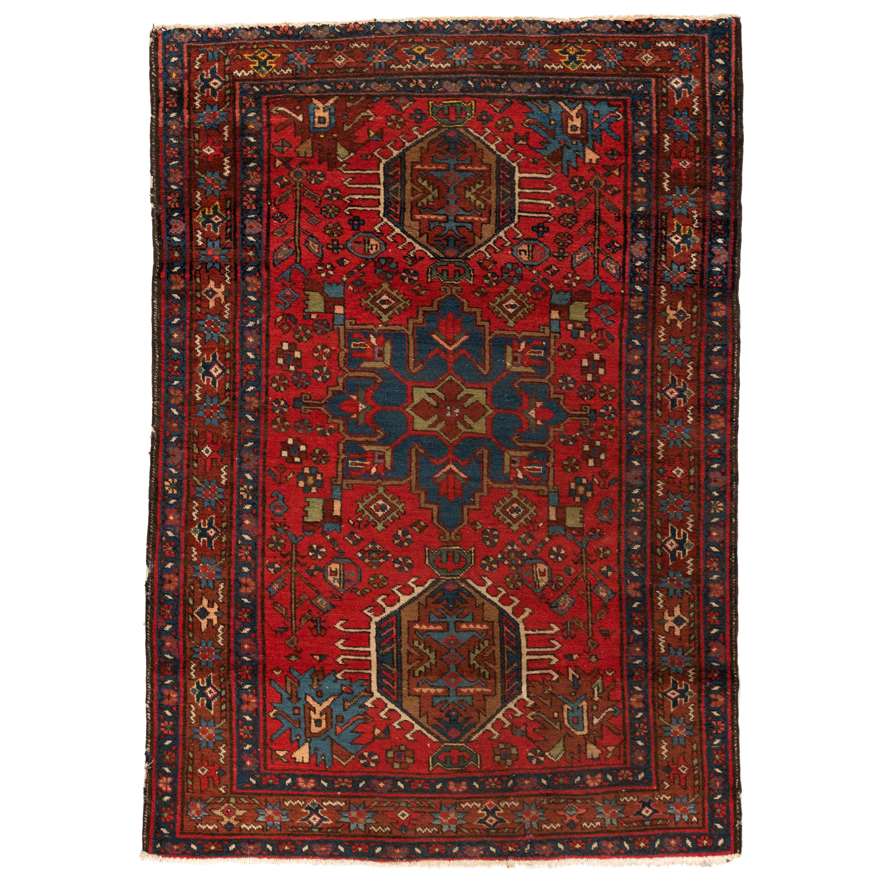 Antiker persischer Karajeh Heriz-Serapi-Teppich aus den 1920er Jahren  3,3 x 4,8 Fuß im Angebot