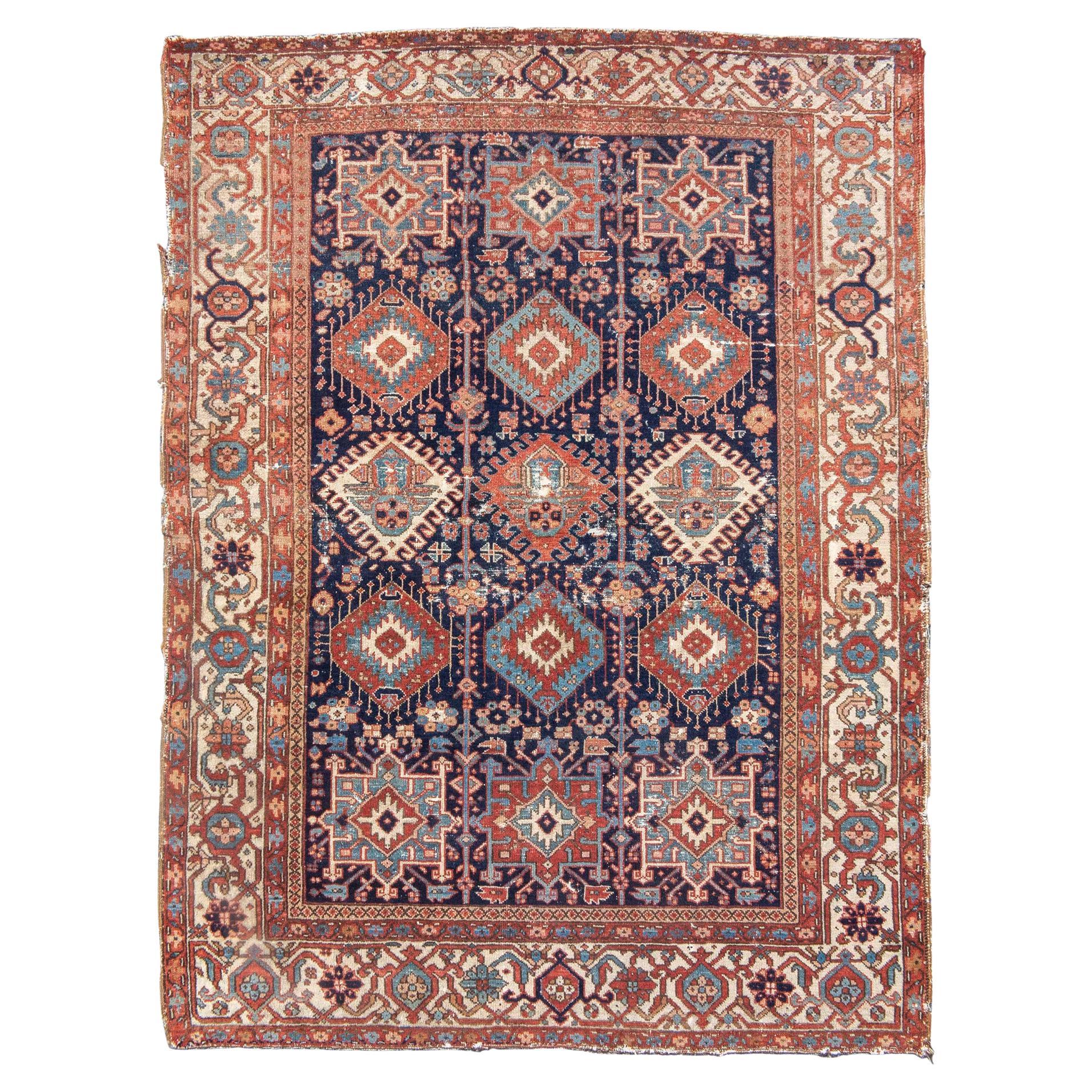 Antique Persian Karaja Rug, c. 1900 For Sale