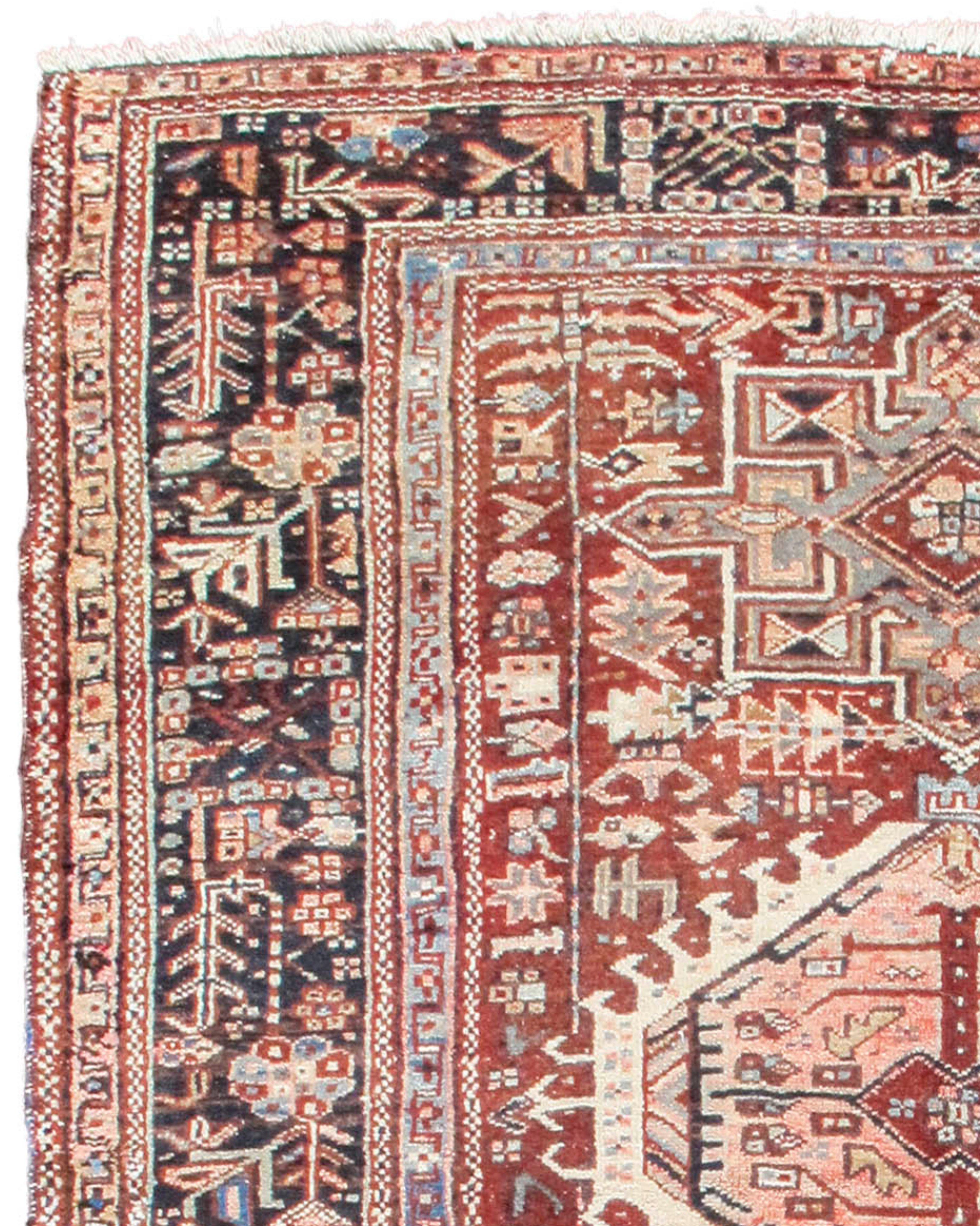 Hand-Knotted Antique Persian Karaja Rug, Mid-20th Century For Sale