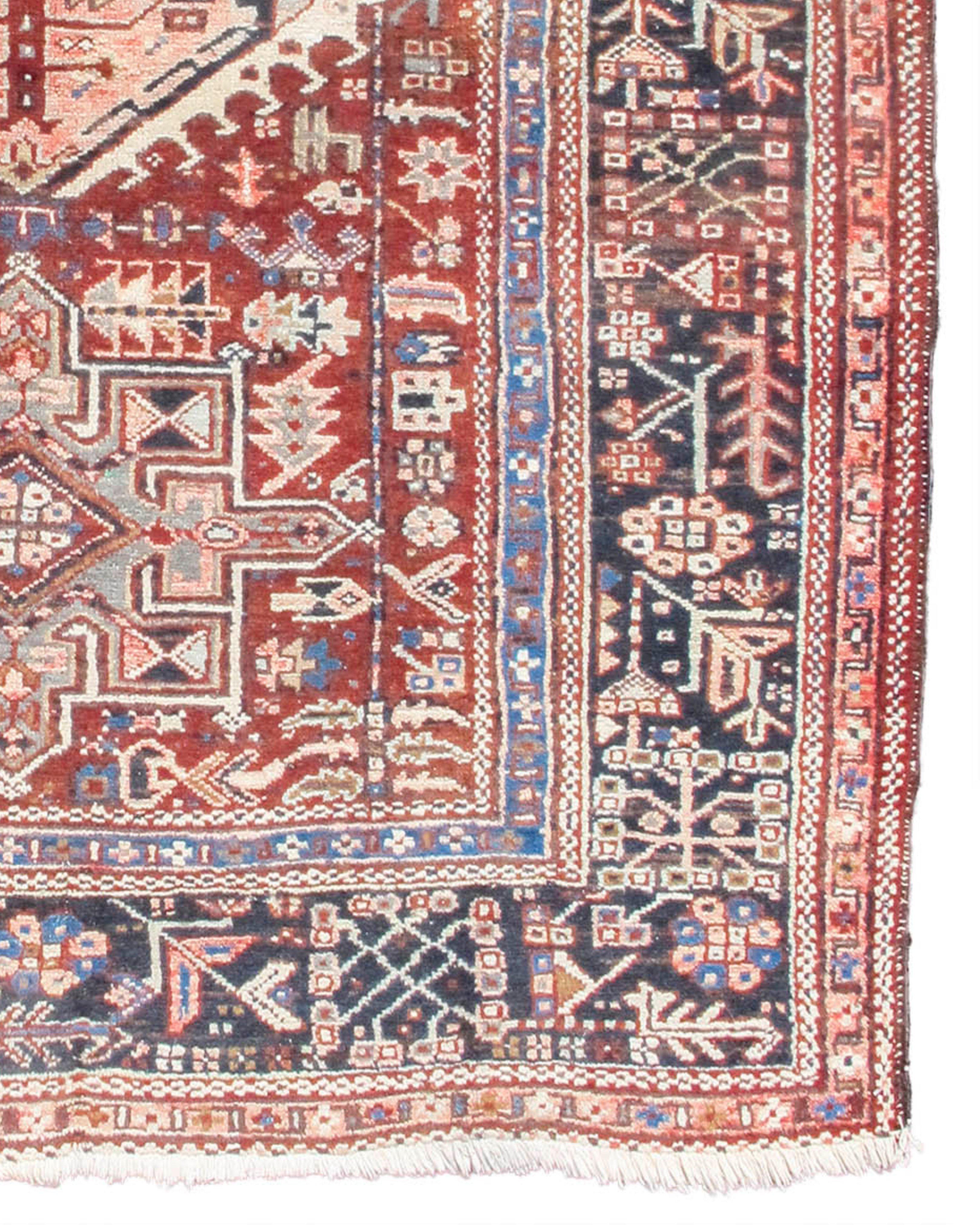 Wool Antique Persian Karaja Rug, Mid-20th Century For Sale